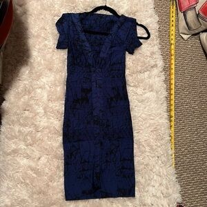 Herve Leger Navy and Black Midi Dress